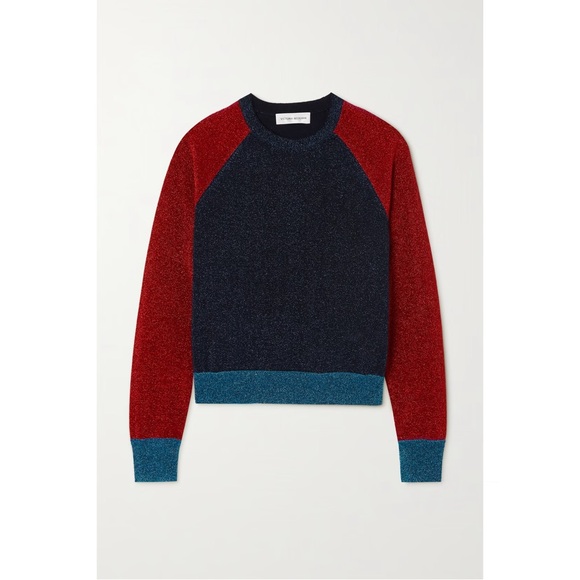 Victoria Beckham Sweaters - Victoria Beckham Metallic Colorblock Crewneck Sweater
